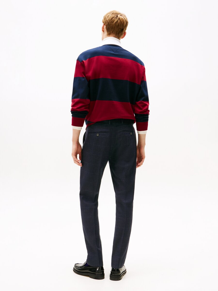 Blauwe chino broekstraight fit met ruitmotief Tommy Hilfiger