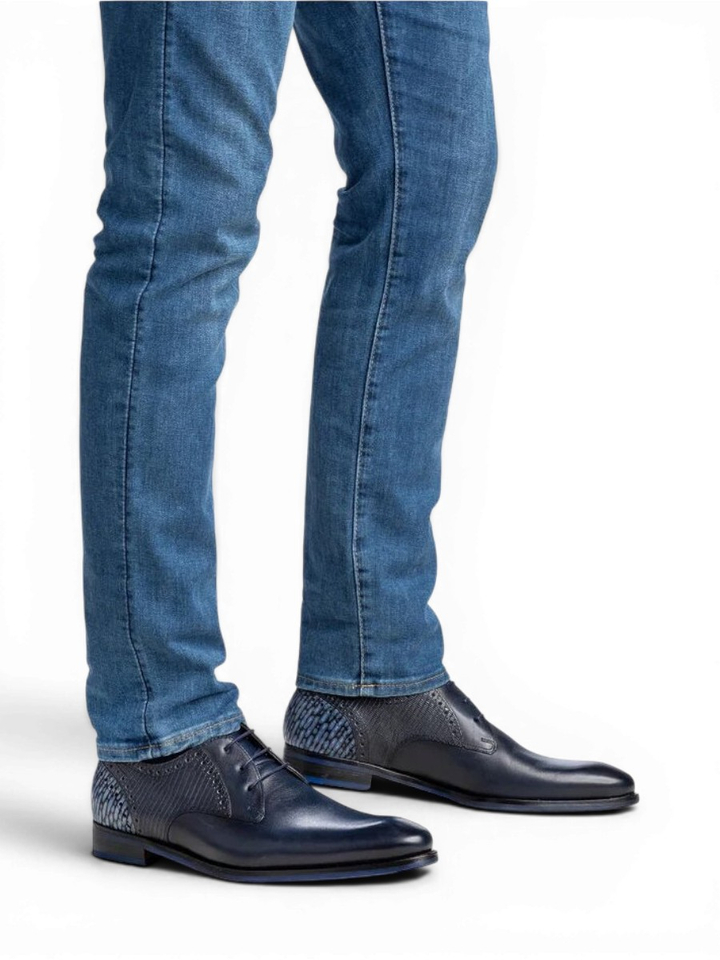Donkerblauwe geklede schoenen De Stapper Floris Van Bommel 