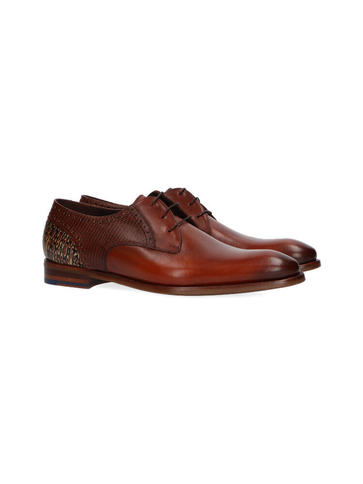 Dark cognac geklede schoenen De Stapper