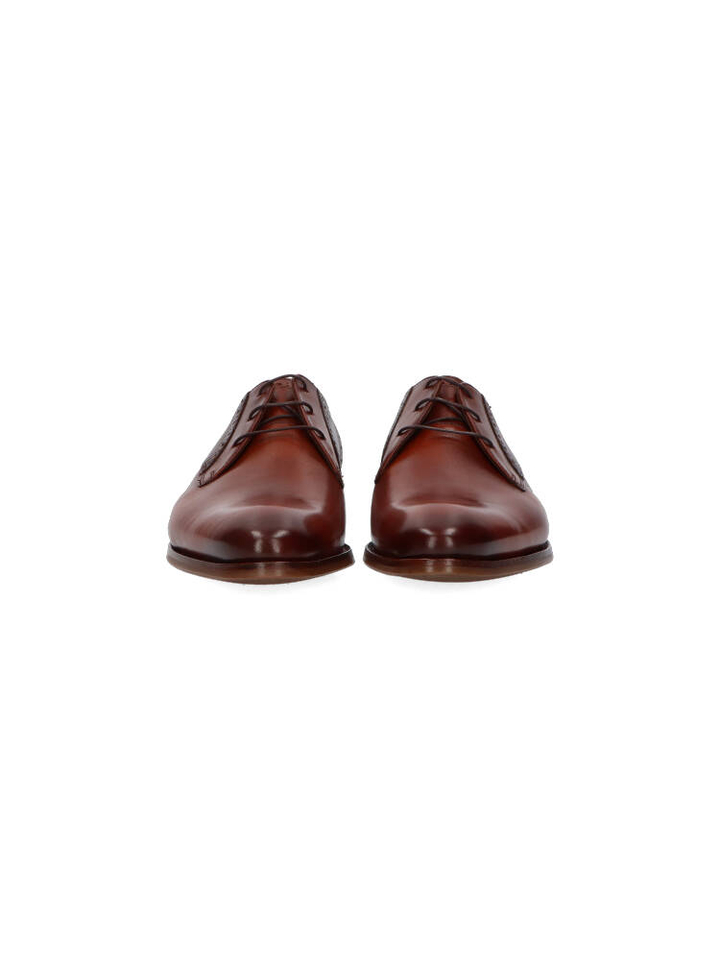 Dark cognac geklede schoenen De Stapper