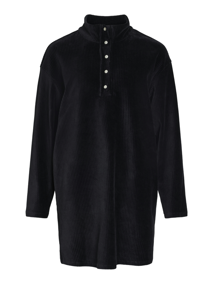 Zwarte jurk in ribfluweel Vikata Vila