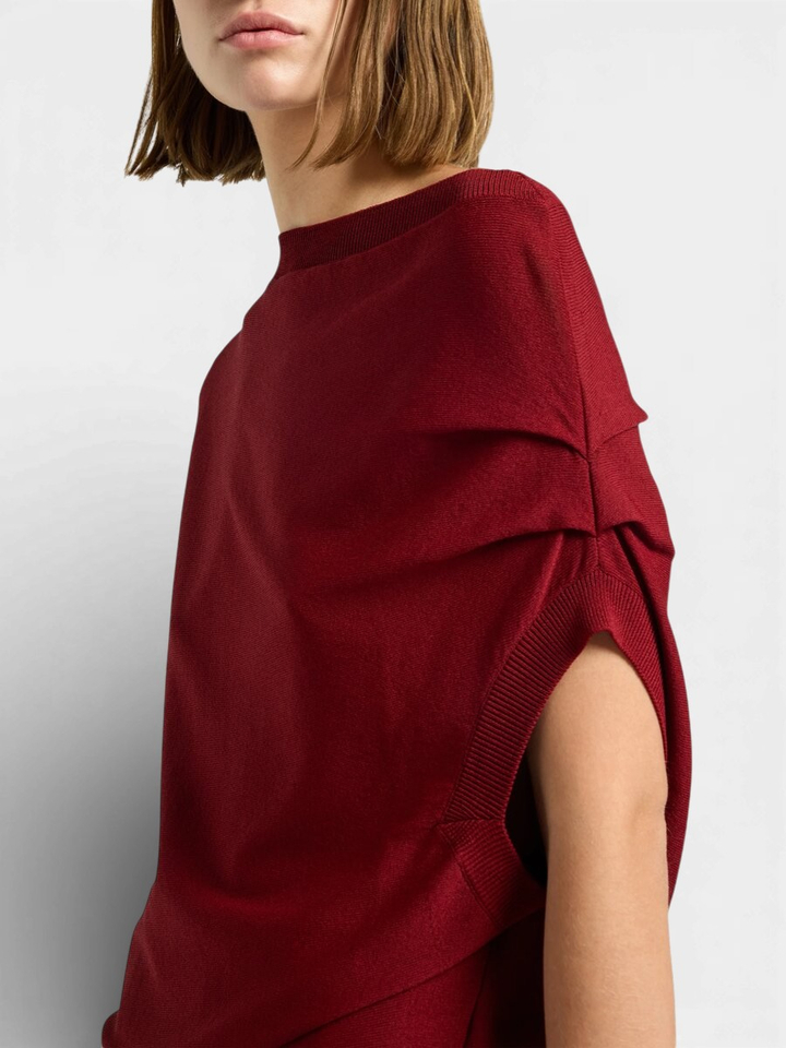 Bordeaux asymmetrische trui met stropdetail Liviana Conti