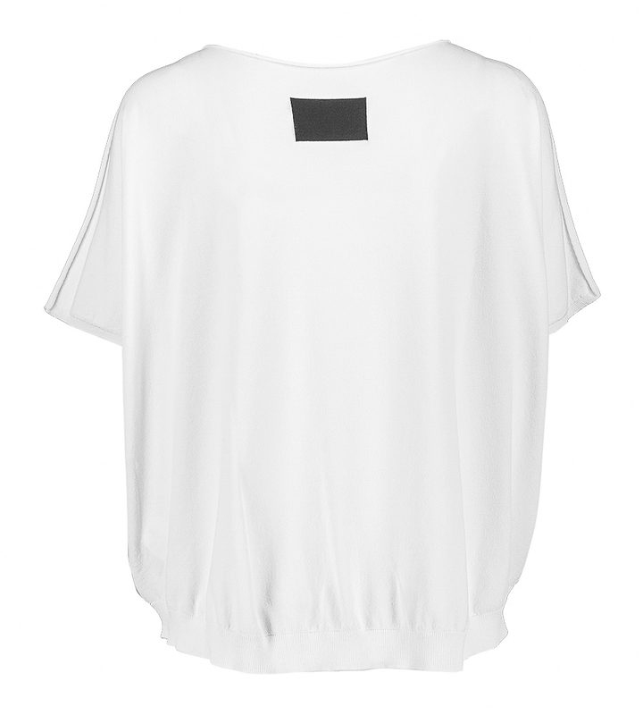 Witte trui met v-hals zwart detail op de rug Liviana Conti