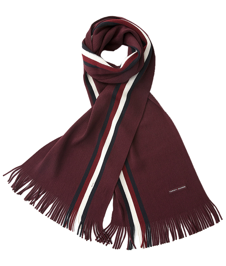 Bordeaux sjaal met strepen Tommy Hilfiger