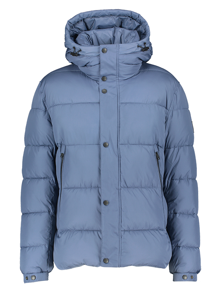 Blauwe padded halflange jas met kap Omaris Hugo Boss