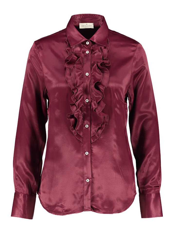 Bordeaux blouse met ruffles detail Afa Cristiana Conti 