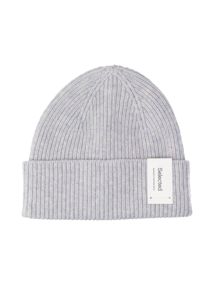 Ligth grey melange beanie merino Selected