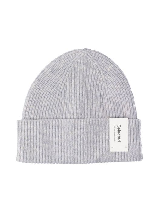 Ligth grey melange beanie merino Selected