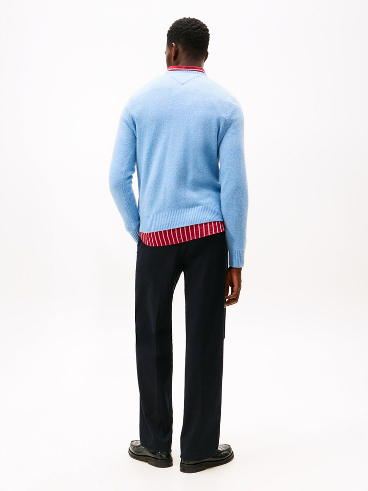 Lichtblauwe wollen pull met ronde hals Tommy Hilfiger