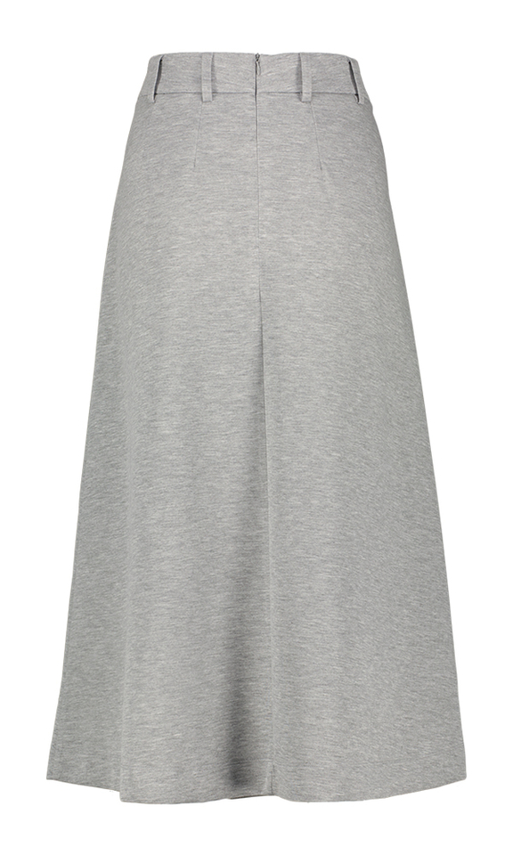 Lange grijze rok in sweater stof Co'Couture