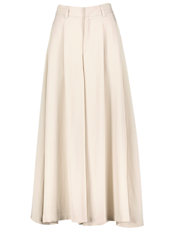 Beige wijde broek met bandplooi Pam Co'Couture