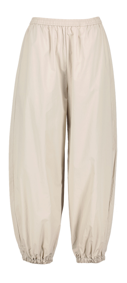 Lichtgrijze beige broek met elastiek June Co'Couture
