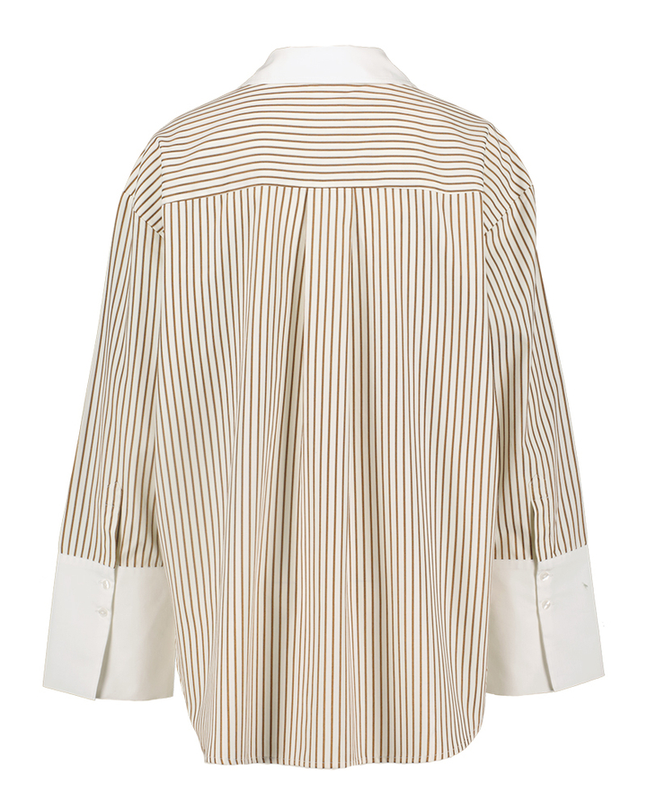 Witte bloes met bruine strepen Co'Couture 