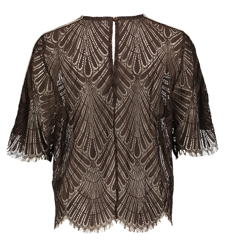 Bruine casual bloes in kant Leti Lace Blouse Co'Couture