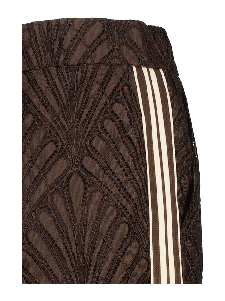 Bruine casual broek in kant Leti Lace Panel Co'Couture
