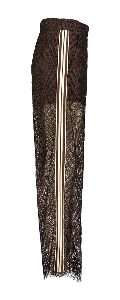 Bruine casual broek in kant Leti Lace Panel Co'Couture