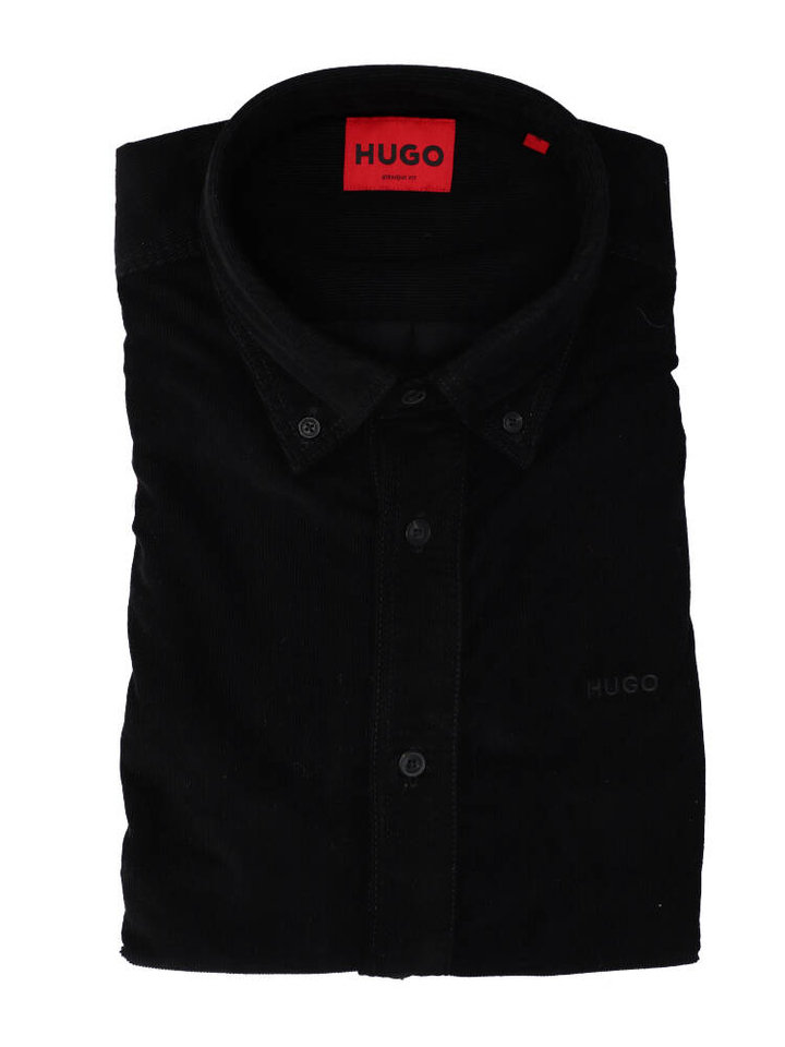 Zwart ribfluwelen hemd Hugo Boss 