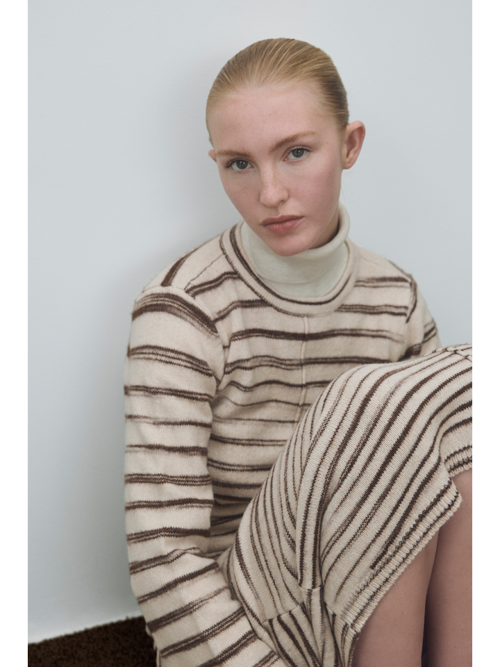 Beige trui met rolkraag Viclaudie Rol Vila