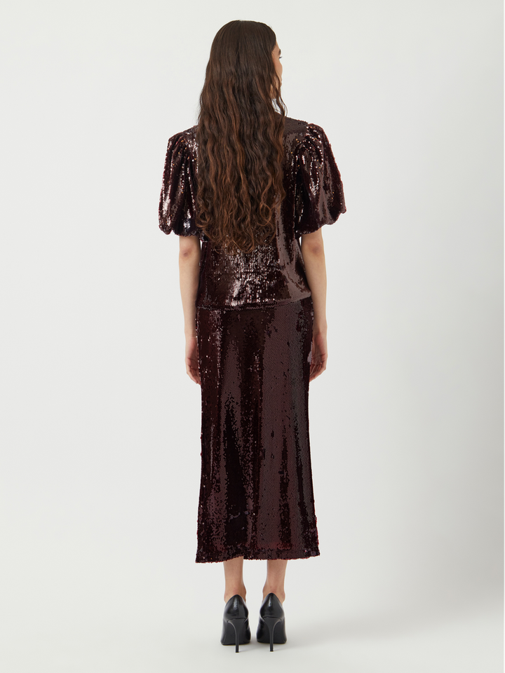 Bordeaux glitter rok Yasroyalina YAS