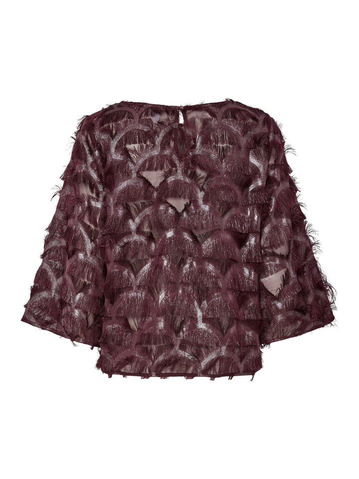 Bordeaux feestelijke bloes met franjes Yaspazilla Y.A.S