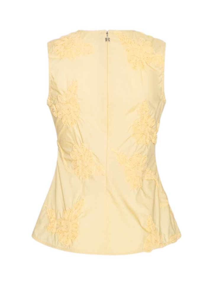 Gele top met geborduurde bloemen Rotate