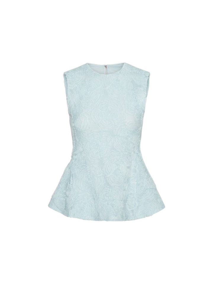 Lichtblauwe top met sierlijk detail Rotate