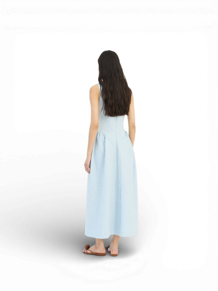 Lichtblauw ruffle kleed Rotate 