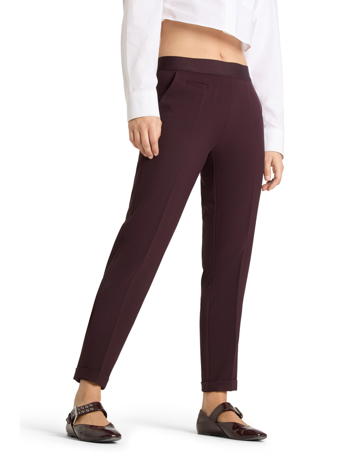 Bordeaux geklede broek met elastiek Kim Cambio