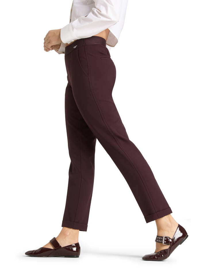 Bordeaux geklede broek met elastiek Kim Cambio