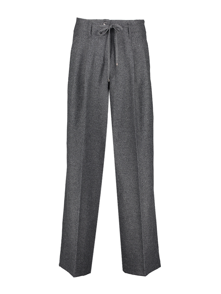 Grijze wollen wijde broek met bandplooi Addison Cambio 
