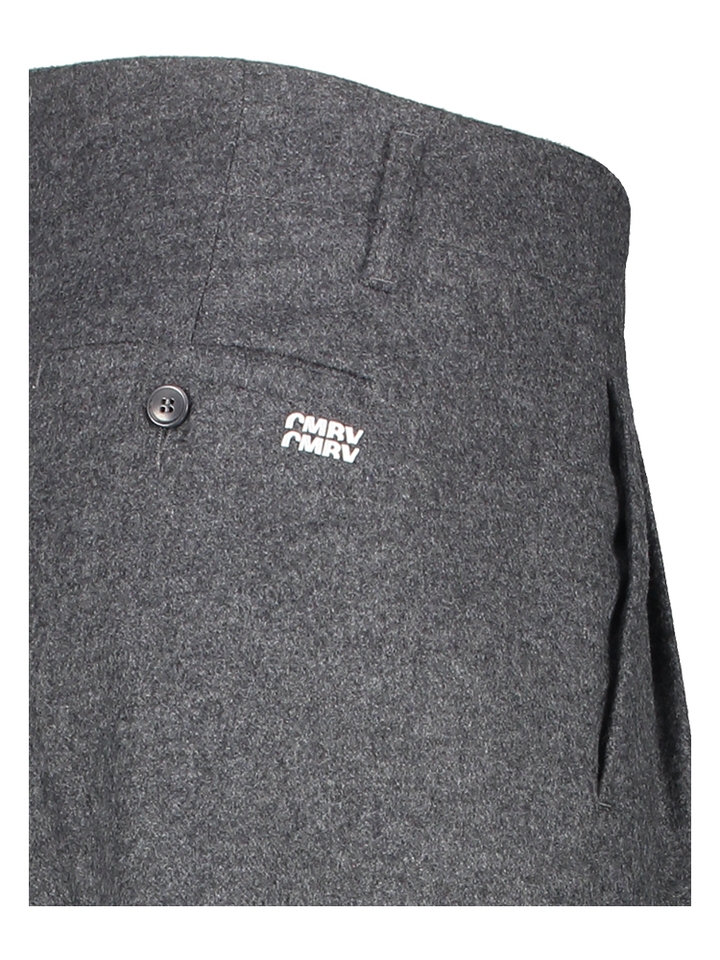 Grijze wollen wijde broek met bandplooi Addison Cambio 