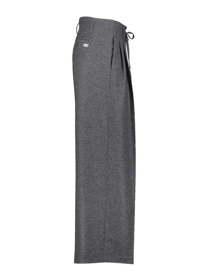 Grijze wollen wijde broek met bandplooi Addison Cambio 