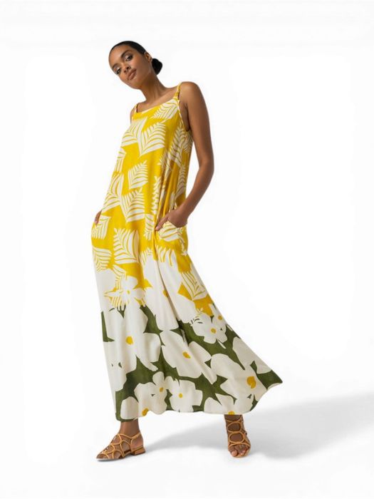 Maxi-jurk in bloemenprint en zakken Caroline Biss