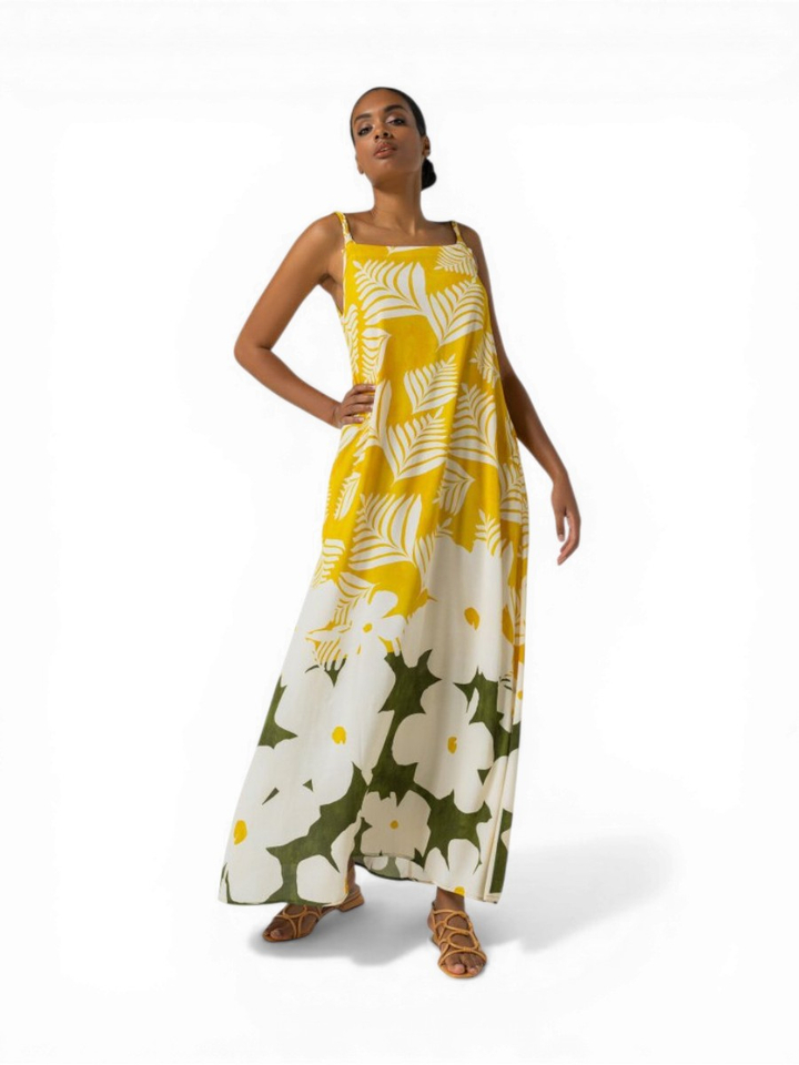 Maxi-jurk in bloemenprint en zakken Caroline Biss 