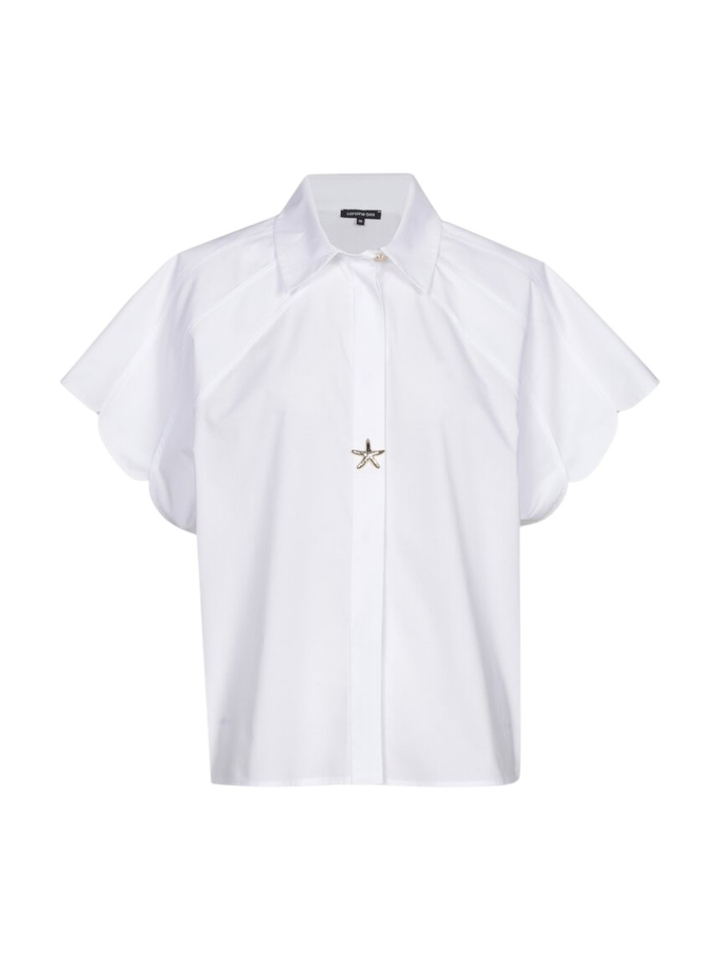 Witte katoenen bloes met gouden detail Caroline Biss 