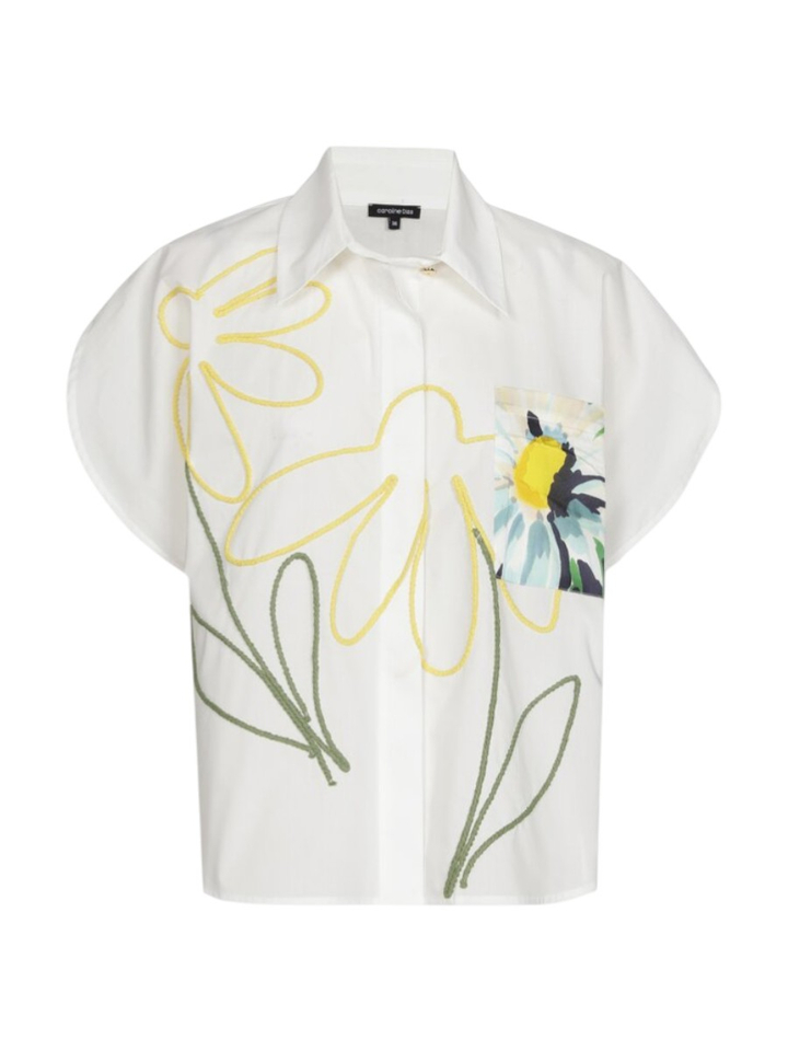 Witte bloes met bloemendetail Caroline Biss 