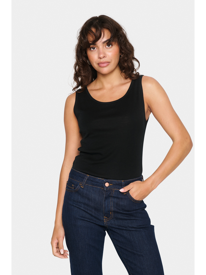 Zwarte top in ribbel Astersz Sanit Tropez
