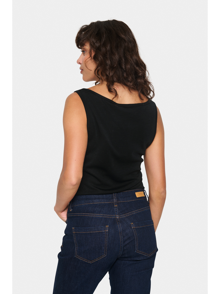 Zwarte top in ribbel Astersz Sanit Tropez