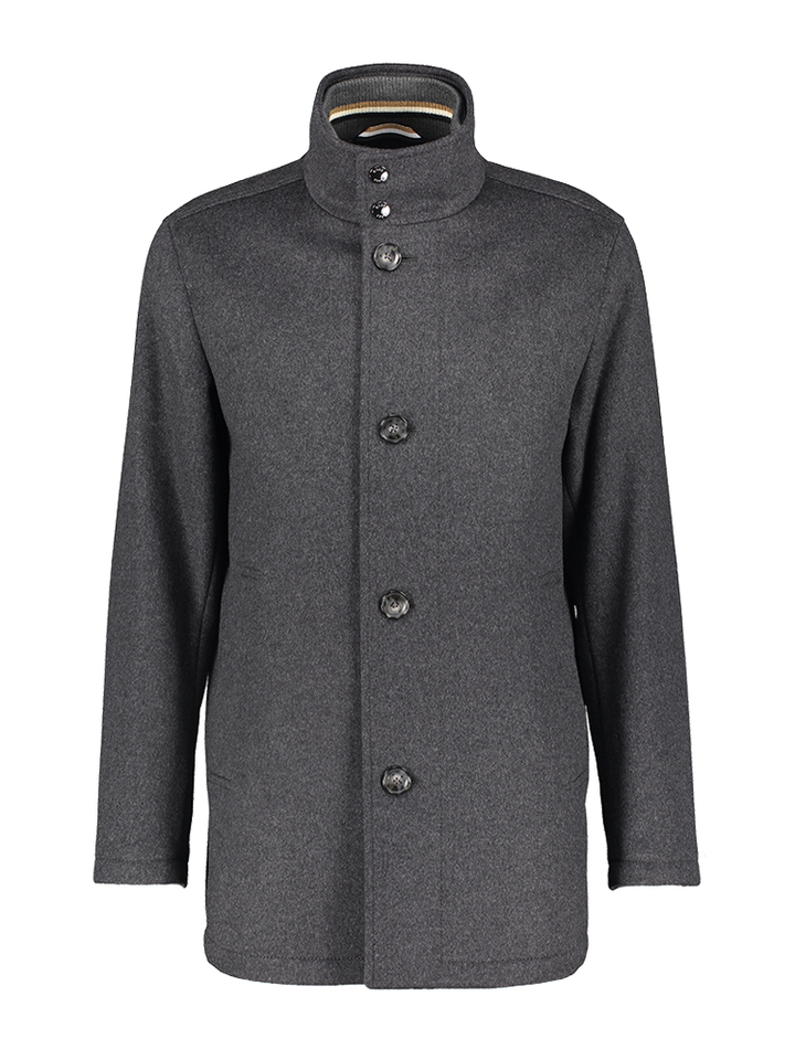 Grijze halflange wollen mantel Hugo Boss
