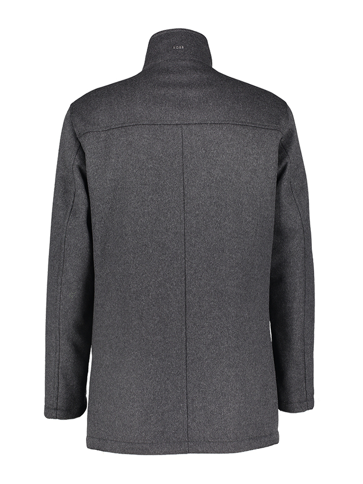 Grijze halflange wollen mantel Hugo Boss