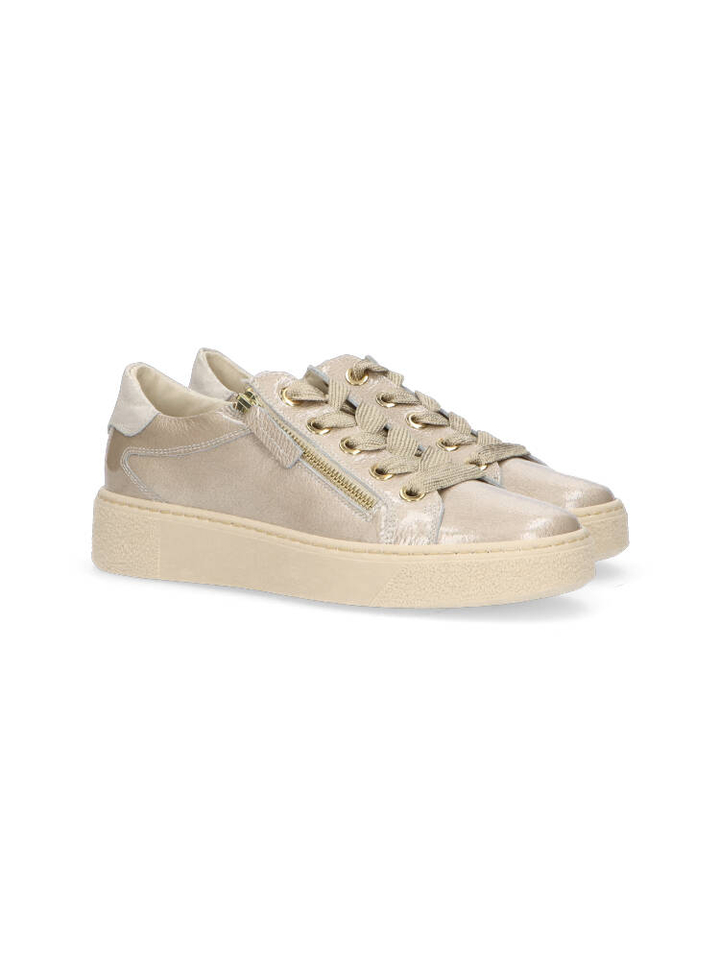 Beige sneakers met rits in lakleder DL Sport 