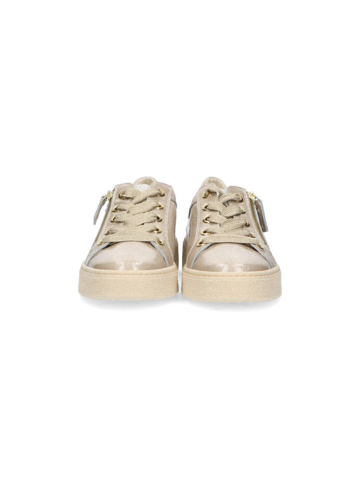 Beige sneakers met rits in lakleder DL Sport 