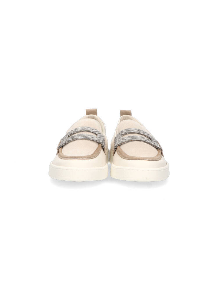 Creme kleurige mocassin met strass boord DL sport 