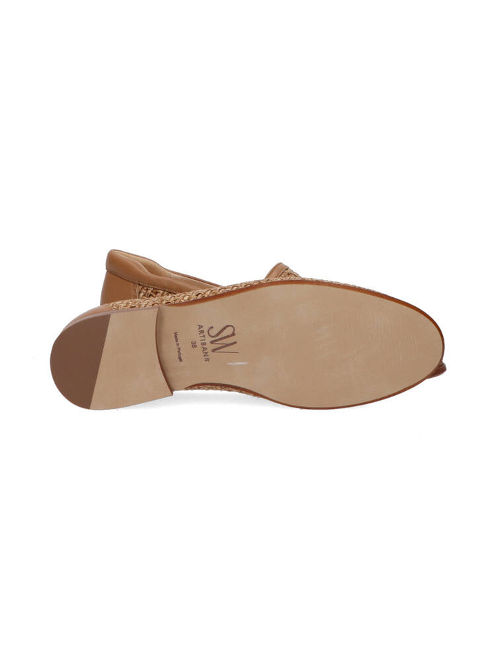 Camel kleurige moccasins met geweven look Softwaves