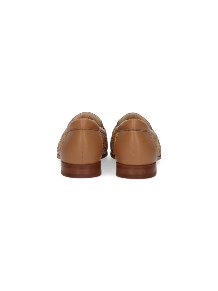 Camel kleurige moccasins met geweven look Softwaves