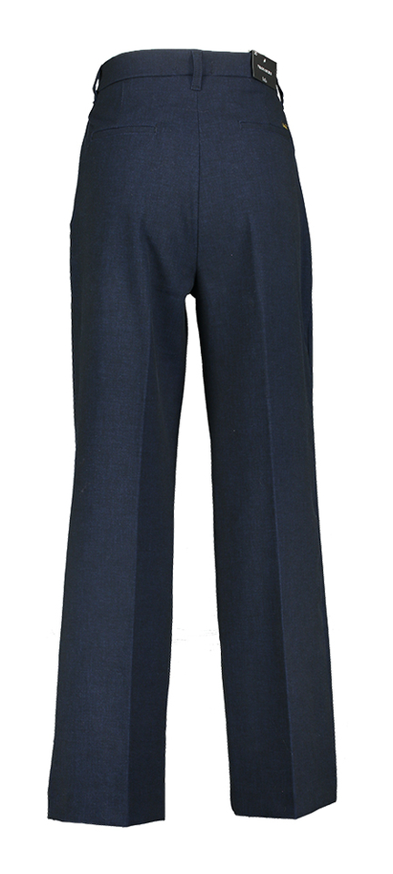 Blauwe wijdvallende broek met bandplooi Lois