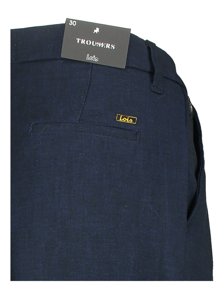 Blauwe wijdvallende broek met bandplooi Lois