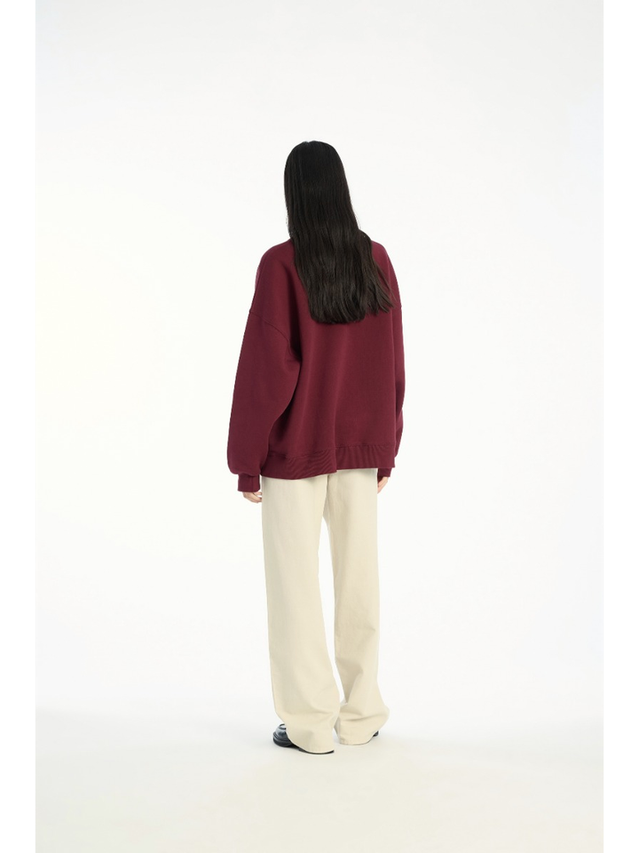 Bordeaux katoenen sweater met ronde hals en opdruk Rotate