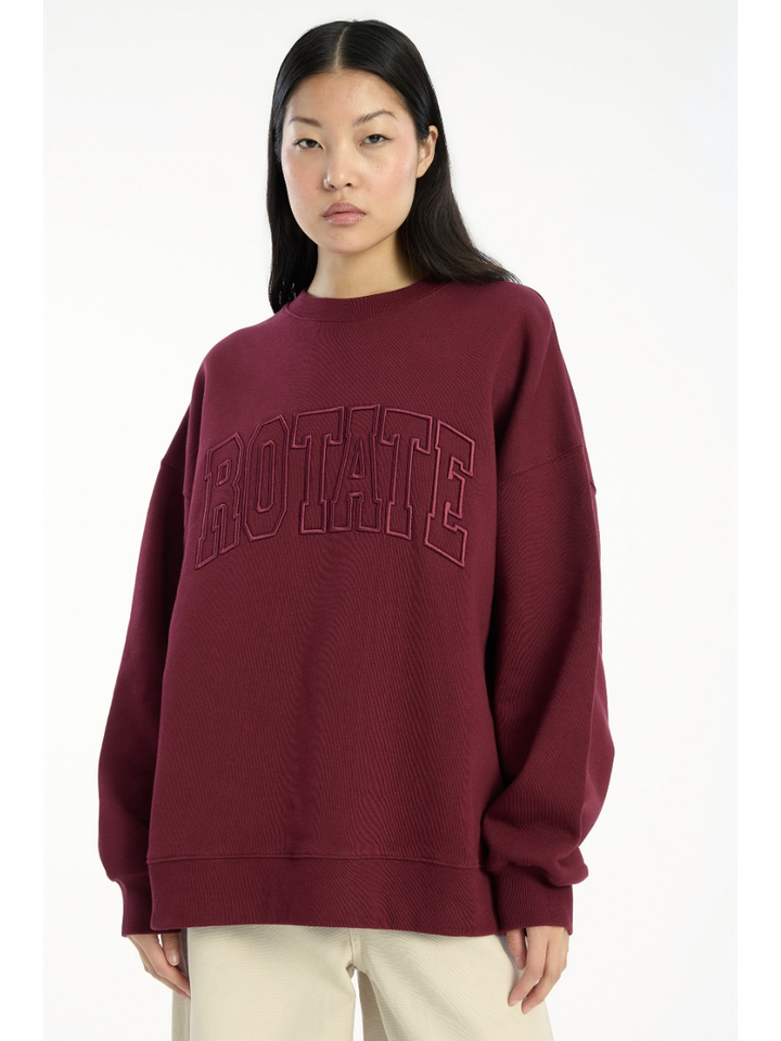Bordeaux katoenen sweater met ronde hals en opdruk Rotate