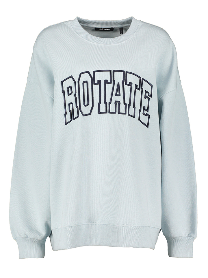 Lichtblauwe katoenen sweater met ronde hals Rotate